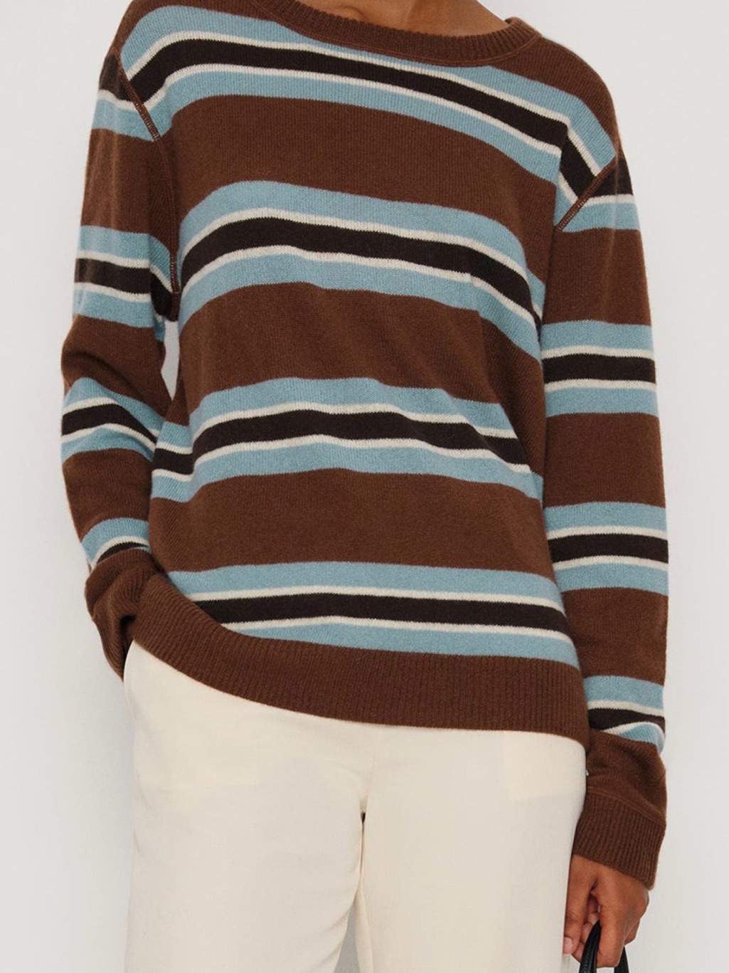 Reformation Cashmere Boyfriend Sweater Chocolate Cake Multi Stripe Size S
